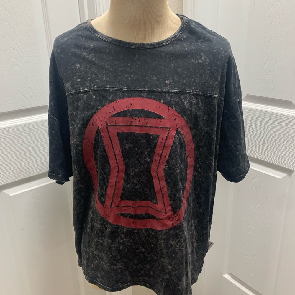 Disney Black Mineral Wash Tee with Red Graphic